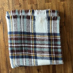 Women’s Blue & Maroon Plaid Wrap or Blanket Scarf